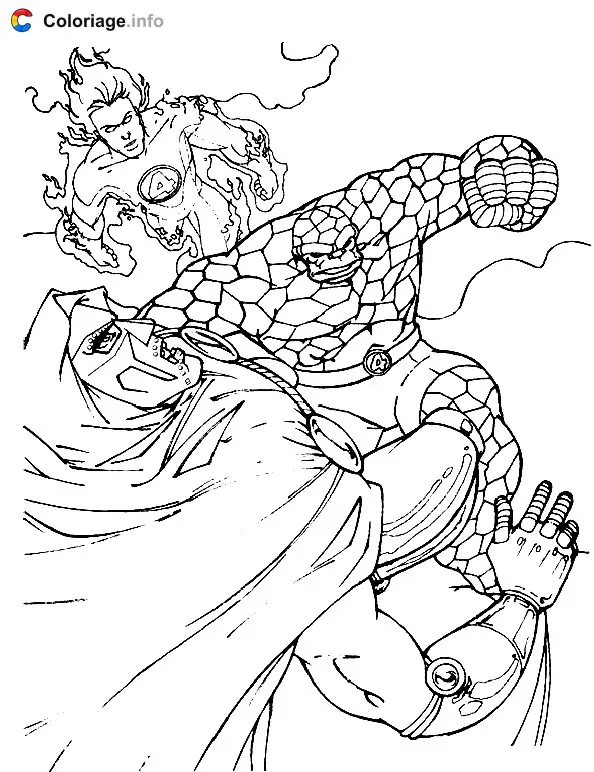 Coloriage Le méchant et la Chose - Les 4 Fantastiques à imprimer