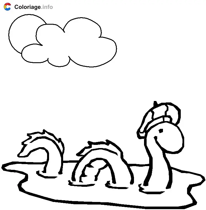 Coloriage Le monstre du Loch Ness - Écosse à imprimer