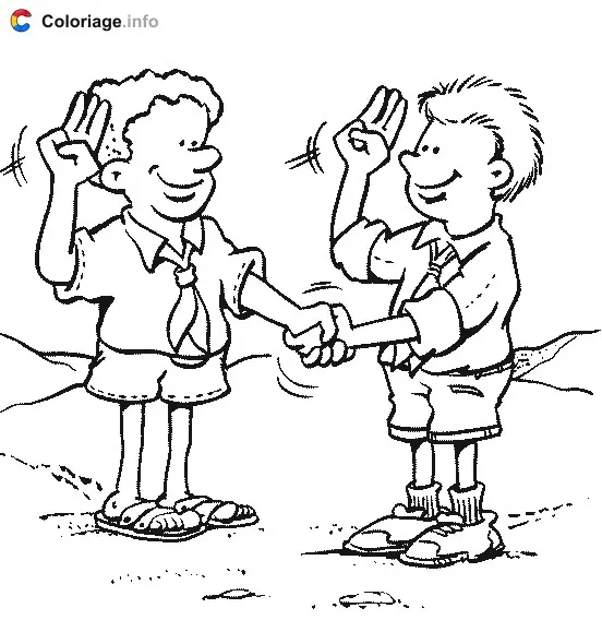 Coloriage Le salut scout - Scout à imprimer