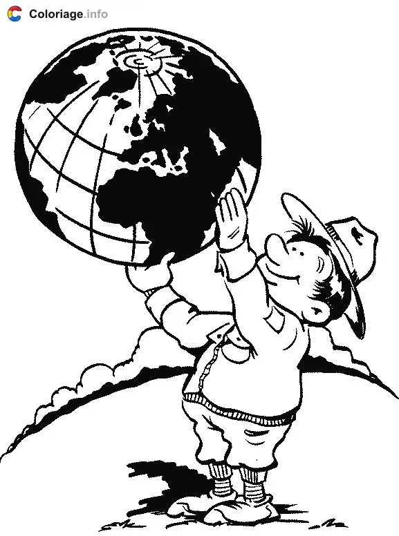 Coloriage Le scout et le monde - Scout à imprimer