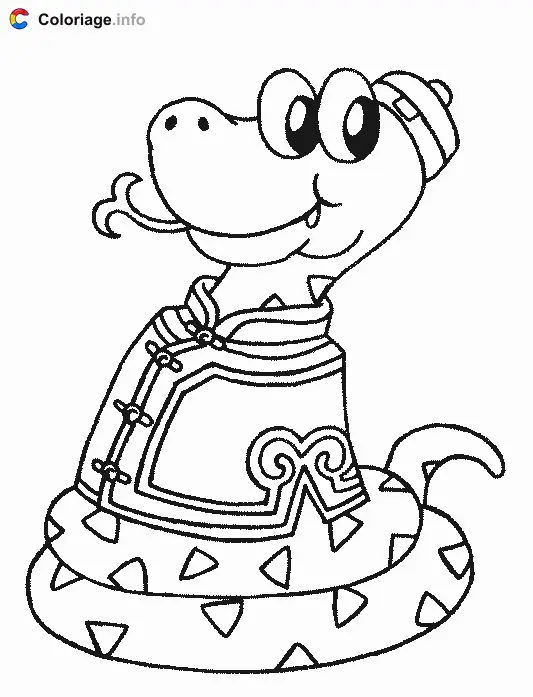 Coloriage Le serpent - Signes astrologiques chinois à imprimer