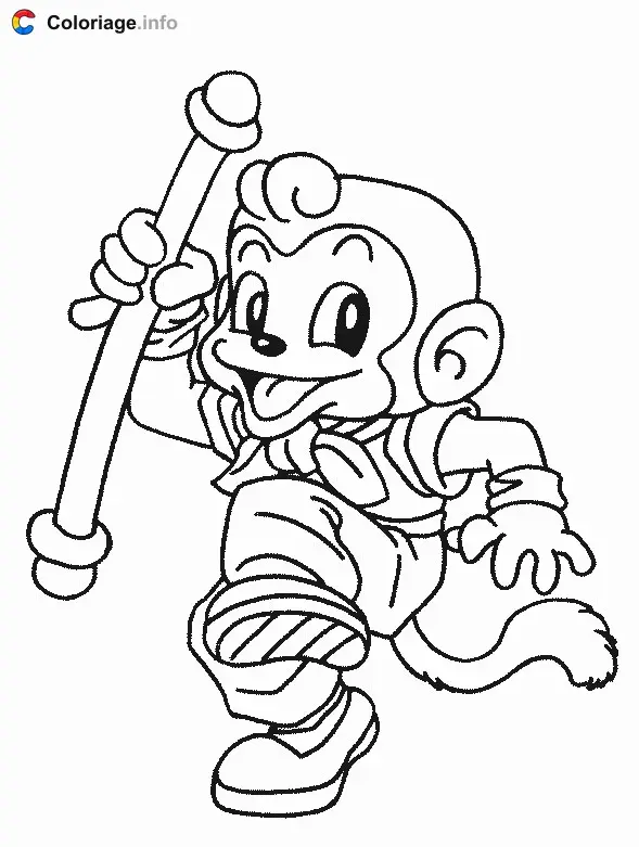 Coloriage Le singe - Signes astrologiques chinois à imprimer