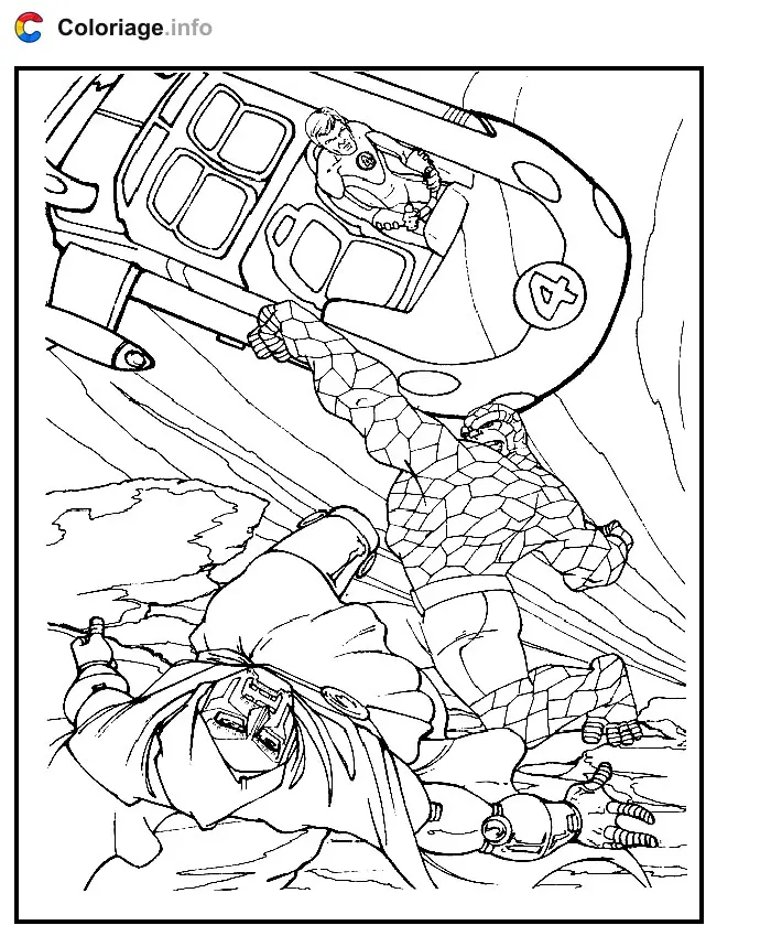 Coloriage Le Vaisseau des 4 Fantastiques - Les 4 Fantastiques à imprimer