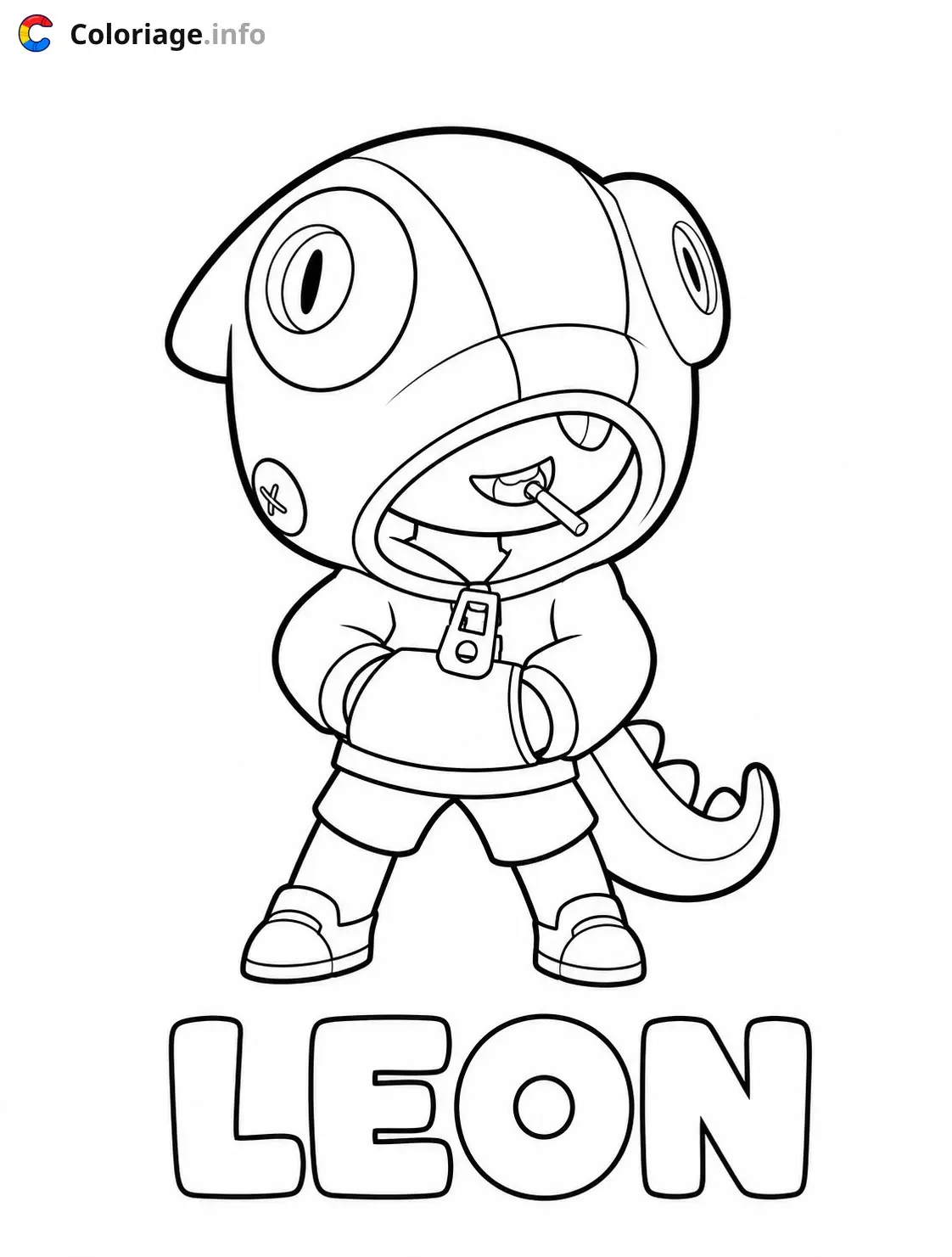 Coloriage Léon Brawl Stars Légendaire le petit astronaute - Brawl stars à imprimer
