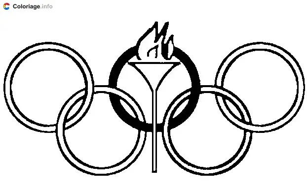 Coloriage Les anneaux olympiques et la flamme - Jeux Olympiques à imprimer