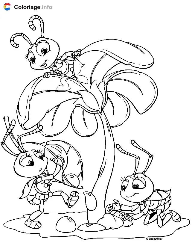Coloriage Les bébés fourmis participent à la récolte - 1001 pattes à imprimer