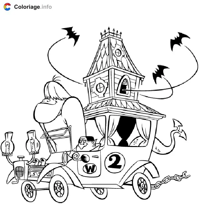 Coloriage Les frères Tête dure Roc et Gravillon - Les Fous du volant à imprimer