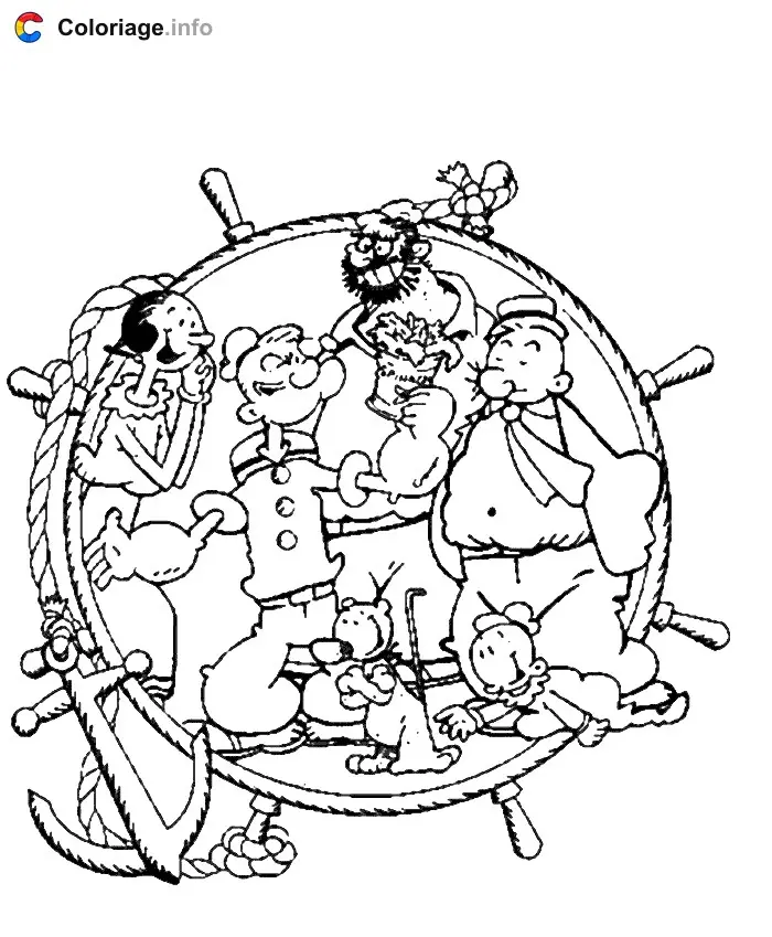 Coloriage Les personnages de Popeye - Popeye à imprimer