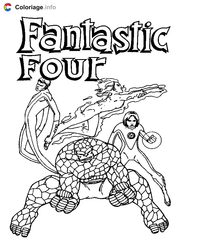 Coloriage Les Quatre Fantastiques - Les 4 Fantastiques à imprimer