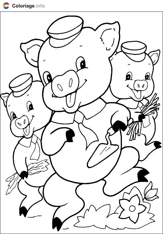 Coloriage Les trois petits cochons - Les 3 Petits Cochons à imprimer