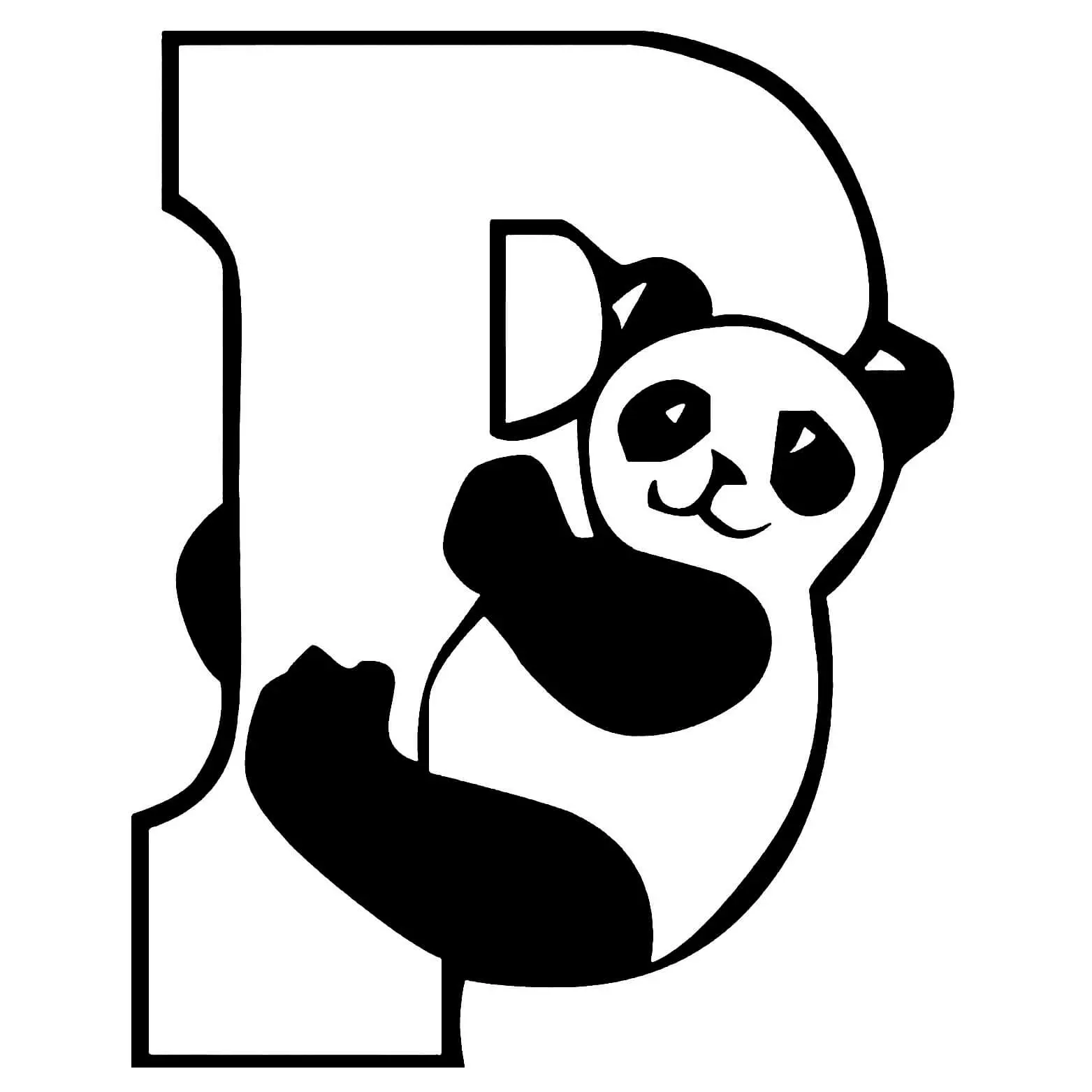 Coloriage Lettre P Pour Panda Alphabet Enfants - Panda à imprimer