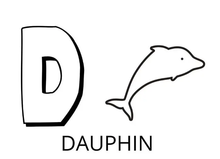 Coloriage Lettre D Comme Dauphin - Alphabet des animaux à imprimer