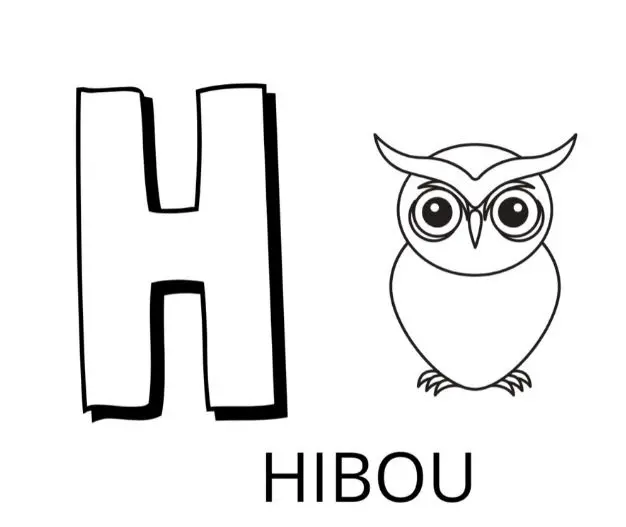 Coloriage Lettre H Comme Hibou - Alphabet des animaux à imprimer