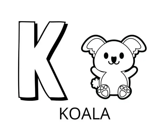 Coloriage Lettre K Comme Koala - Alphabet des animaux à imprimer