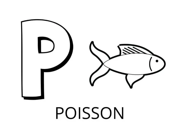 Coloriage Lettre P Comme Poisson - Alphabet des animaux à imprimer