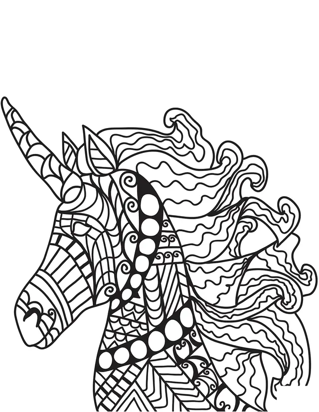 Coloriage Licorne mystique aux motifs géométriques - Licorne à imprimer