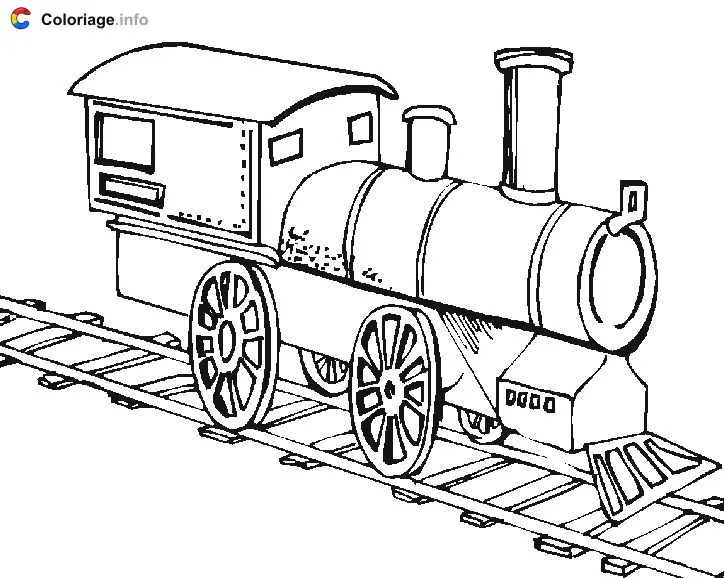 Coloriage Locomotive sur des rails - Train à imprimer