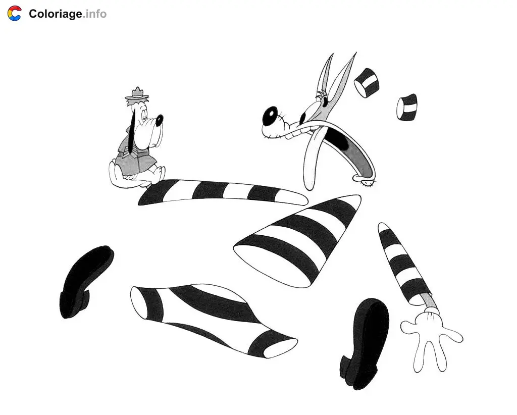Coloriage Loup prisonnier avec Droopy dans sa main - Droopy à imprimer