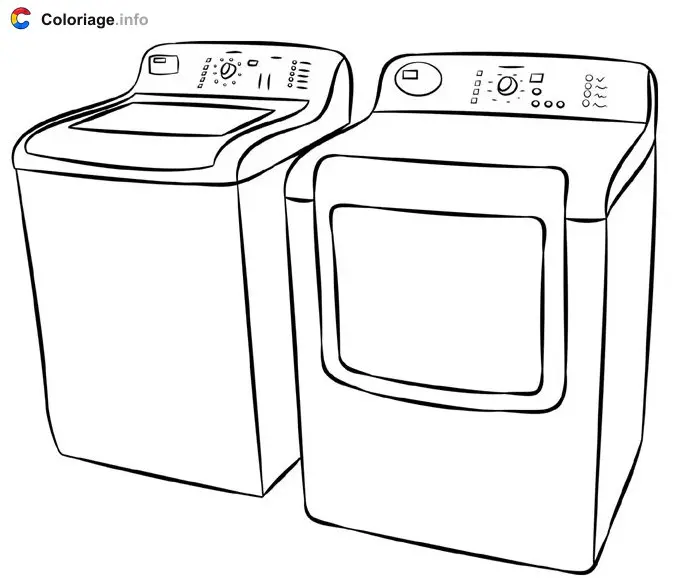 Coloriage Machines à laver - Meubles à imprimer