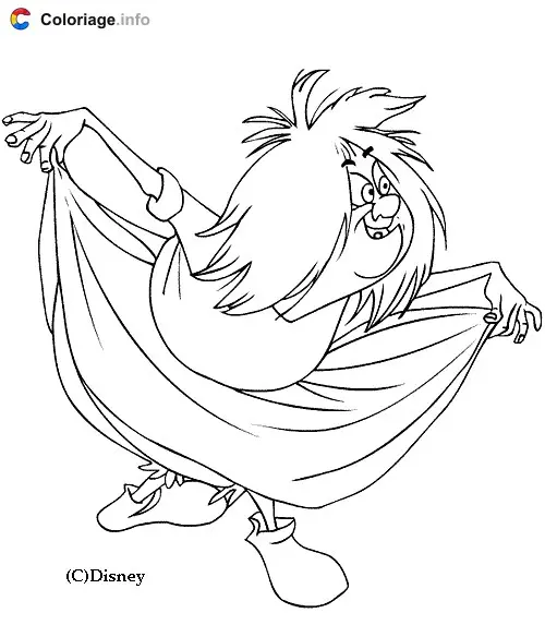 Coloriage Madame Mim la sorcière - Merlin l'Enchanteur à imprimer