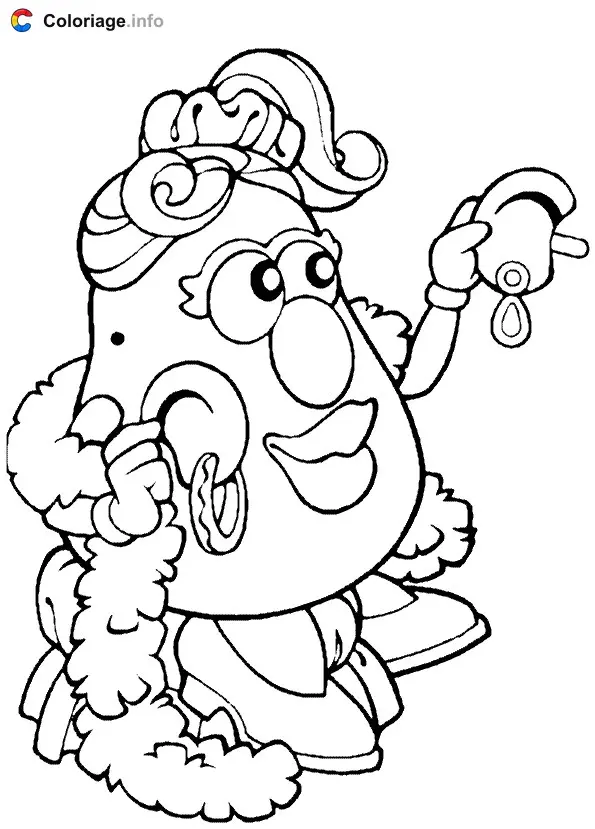 Coloriage Madame Patate tient ses oreilles - Monsieur Patate à imprimer
