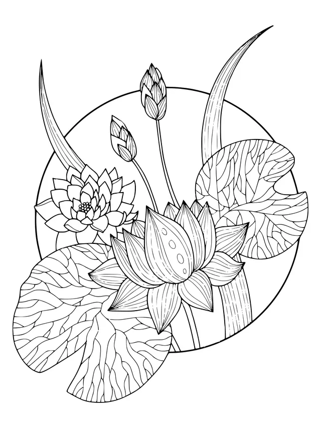 Coloriage Magnifique Fleurs Lotus - Fleurs à imprimer