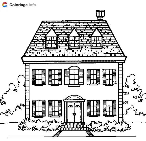 Coloriage Maison a etages - Maison à imprimer
