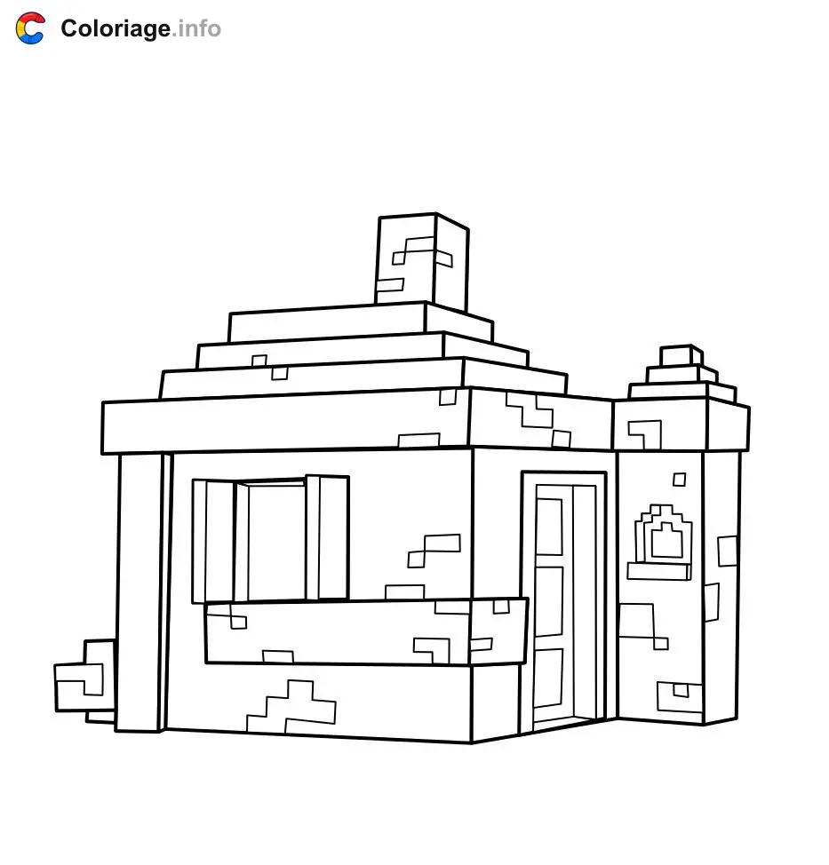 Coloriage Maison dans minecraft - Maison à imprimer