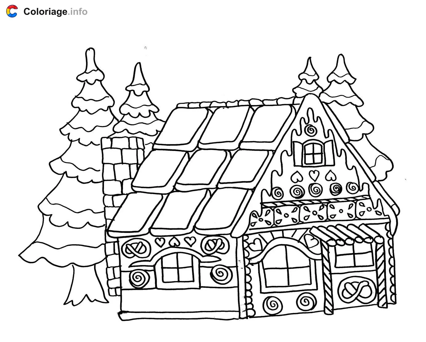 Coloriage Maison de noel paine pices - Maison à imprimer
