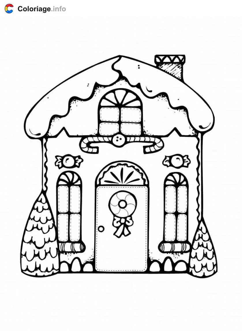 Coloriage Maison decore noel - Maison à imprimer