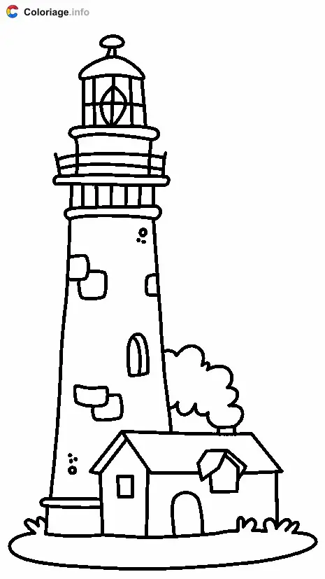 Coloriage Maison du gardien du phare - Phares à imprimer