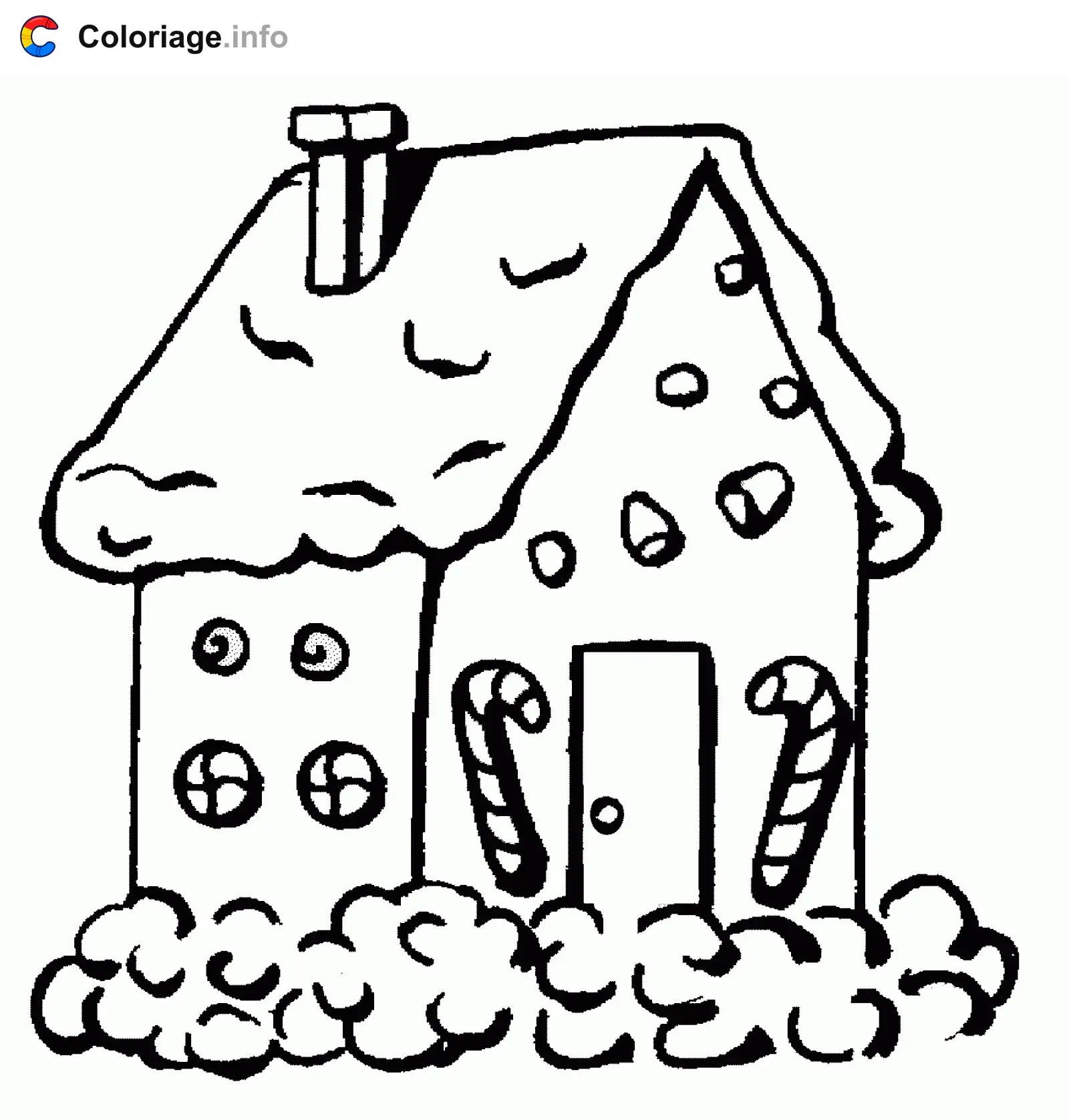 Coloriage Maison enneigee - Maison à imprimer