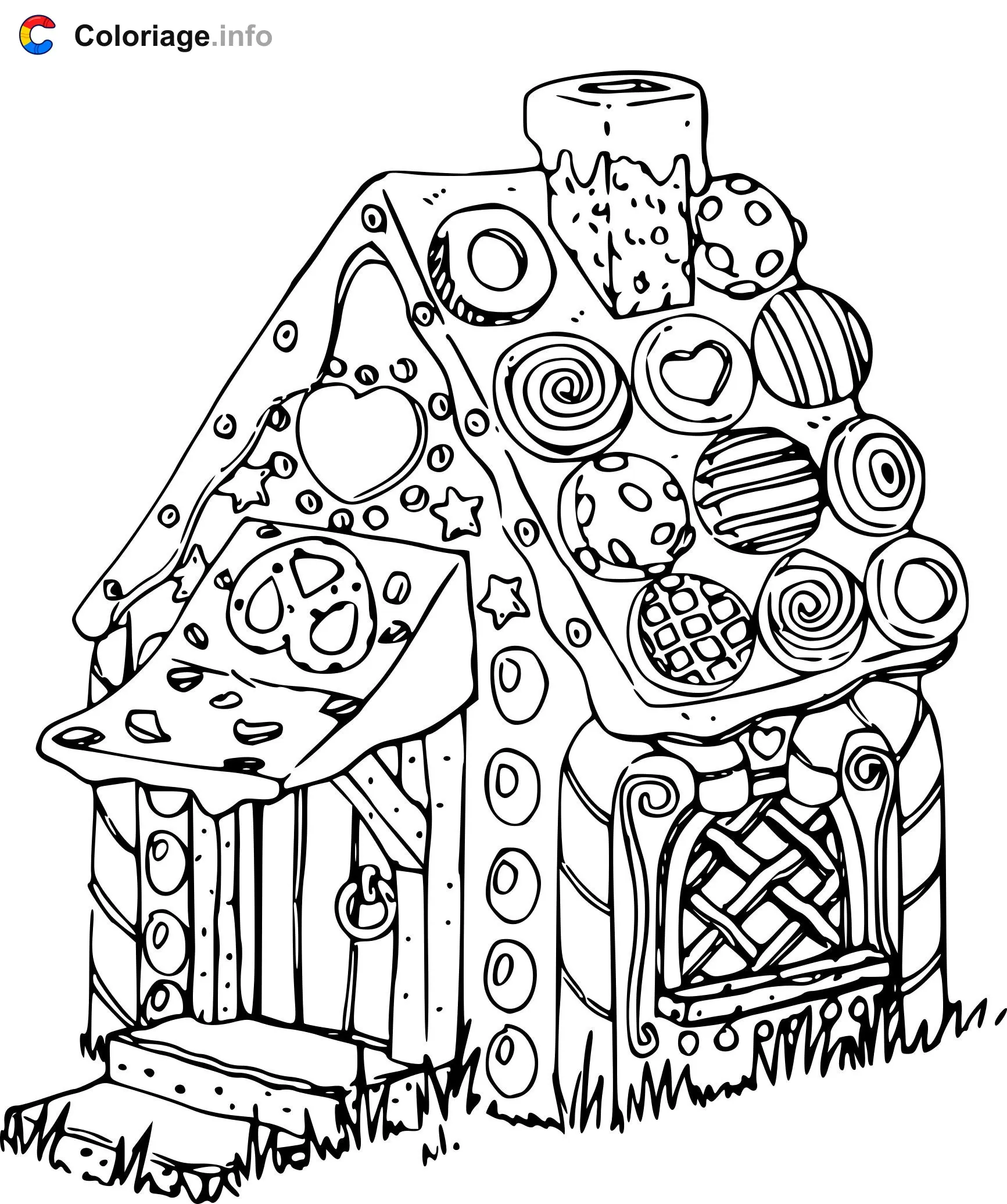 Coloriage Maison hansel et gretel - Maison à imprimer