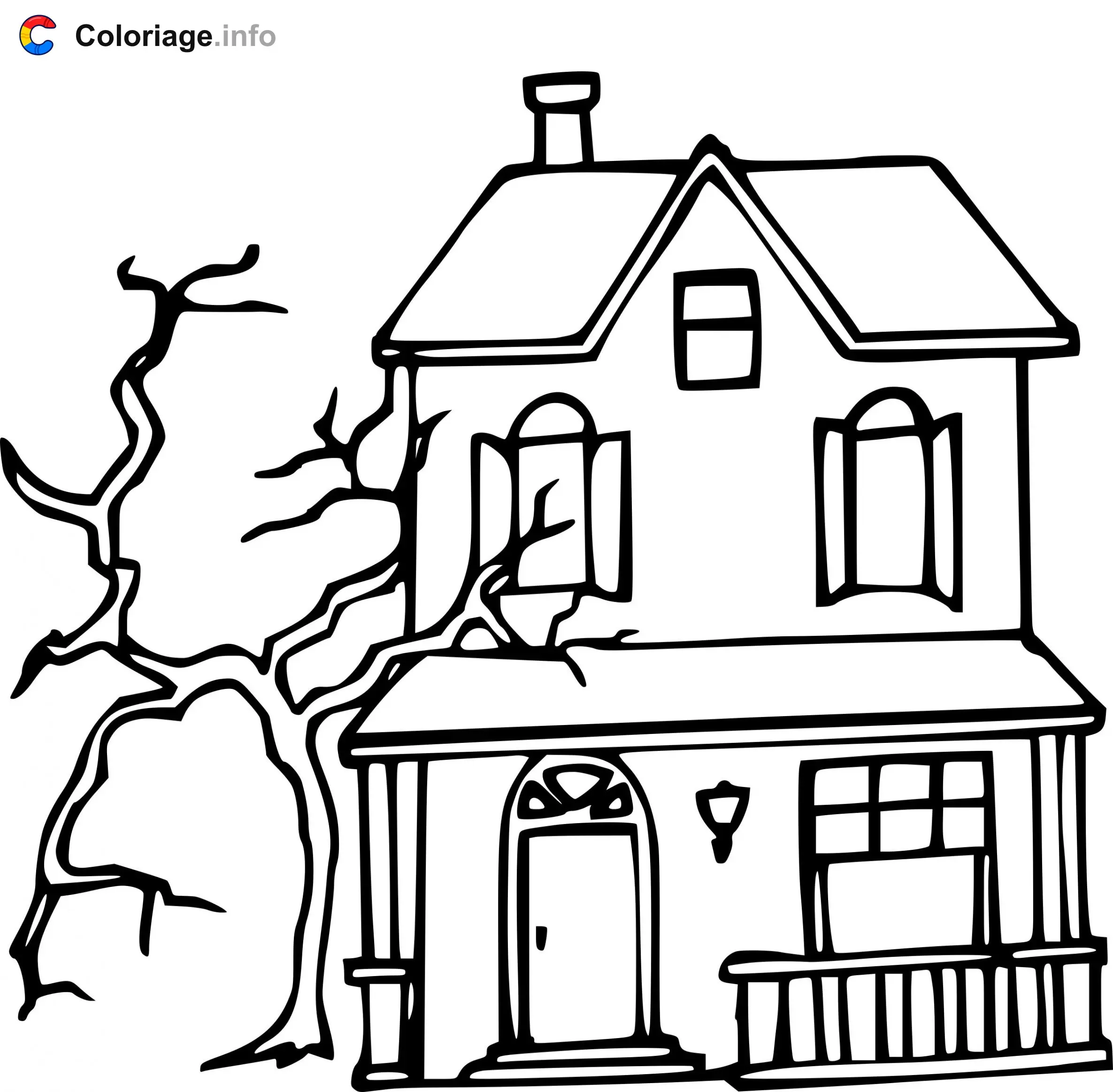 Coloriage Maison hantee halloween - Maison à imprimer