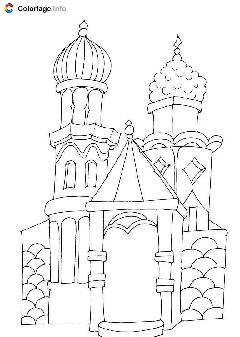 Coloriage Maison style indien moyen orient - Maison à imprimer