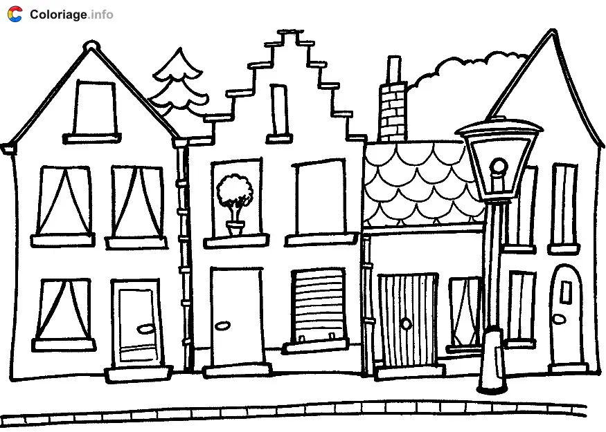 Disegno di Case in una via da stampare