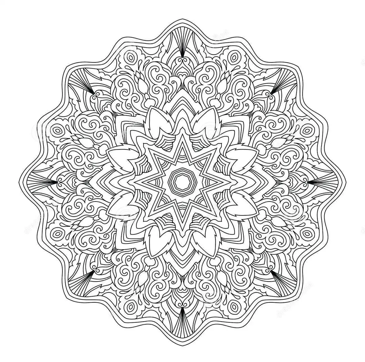 Ausmalbild Mandala Erwachsene Abstrakt Art Therapie zum Ausdrucken