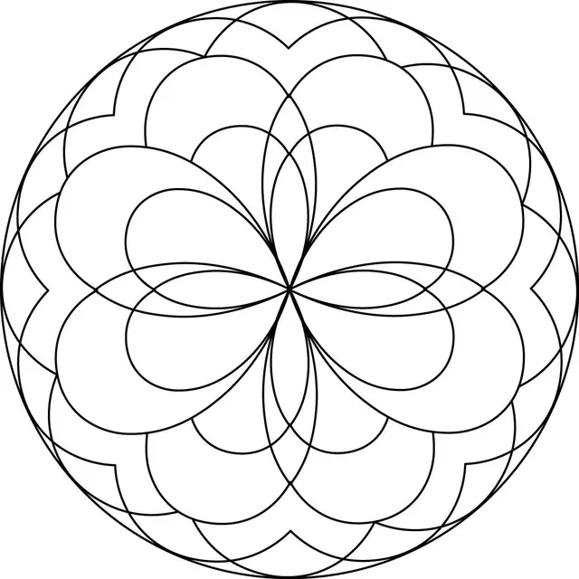 Coloriage Mandala floral avec pétales rayonnants - Facile à imprimer