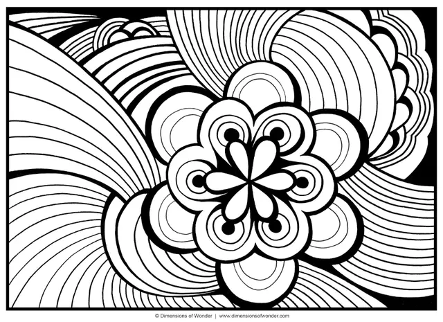 Coloriage Mandala concentrique aux formes étoilées - Facile à imprimer