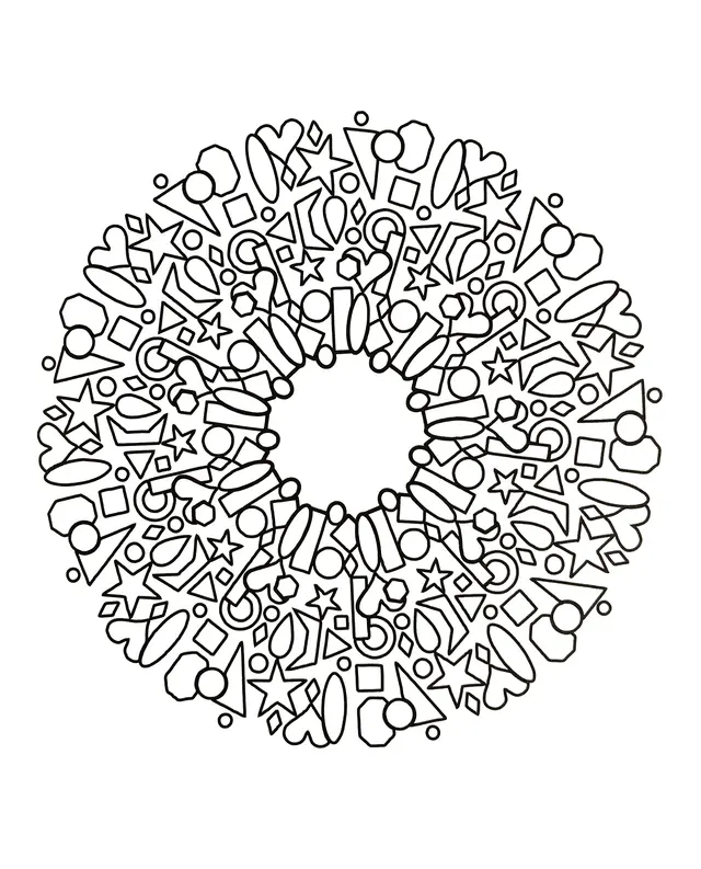 Coloriage Mandala géométrique complexe à motifs symétriques - Adulte à imprimer
