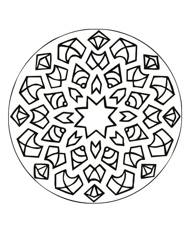 Coloriage Mandala ornemental aux spirales concentrées - Mandala à imprimer