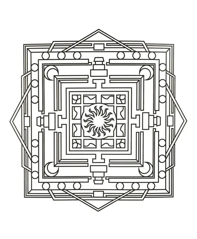 Coloriage Mandala ornemental aux formes circulaires - Mandala à imprimer