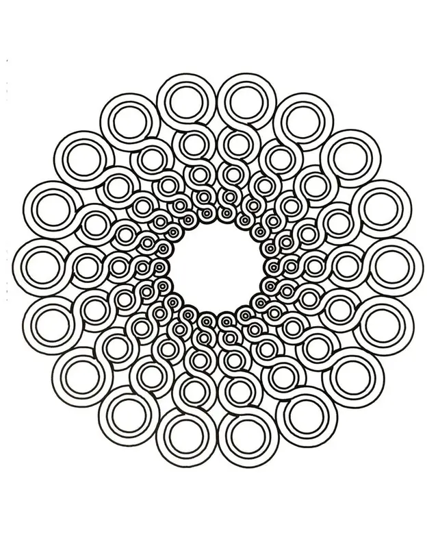 Coloriage Mandala Floral avec Patterns Symétriques - Mandala à imprimer