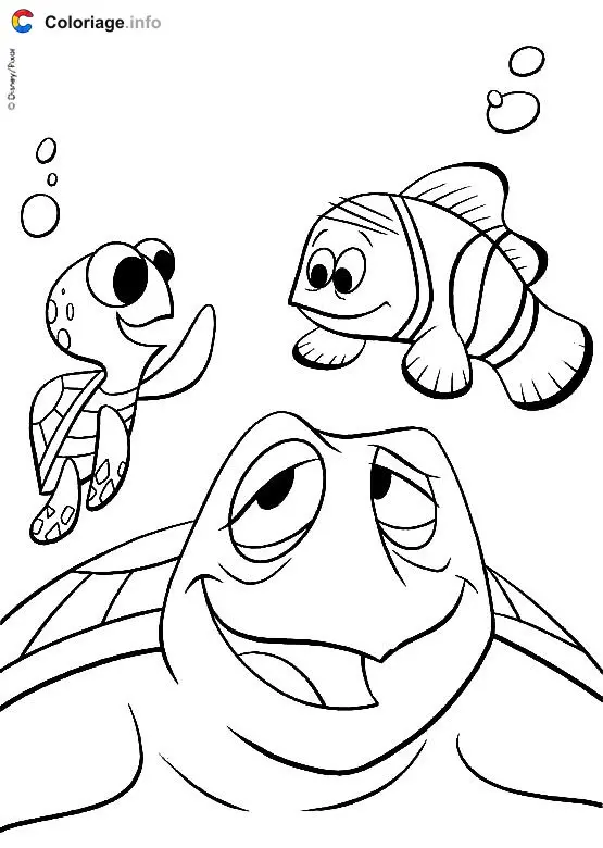 Marlin and Two Sea Turtles coloring page to print