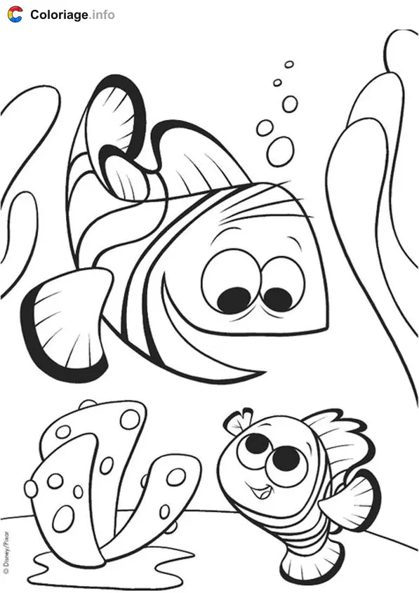 Marlin and Nemo Together coloring page to print