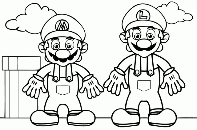 Coloriage Mario And Luigi - Mario à imprimer