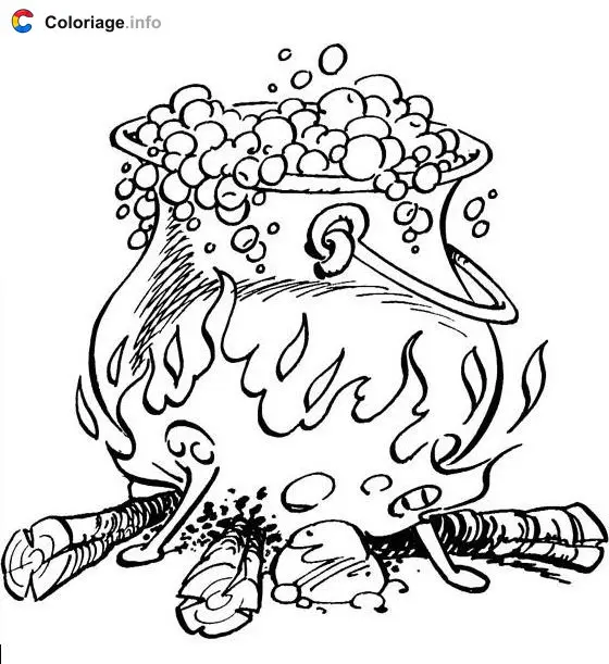 Coloriage Marmite sur le feu - Astérix à imprimer