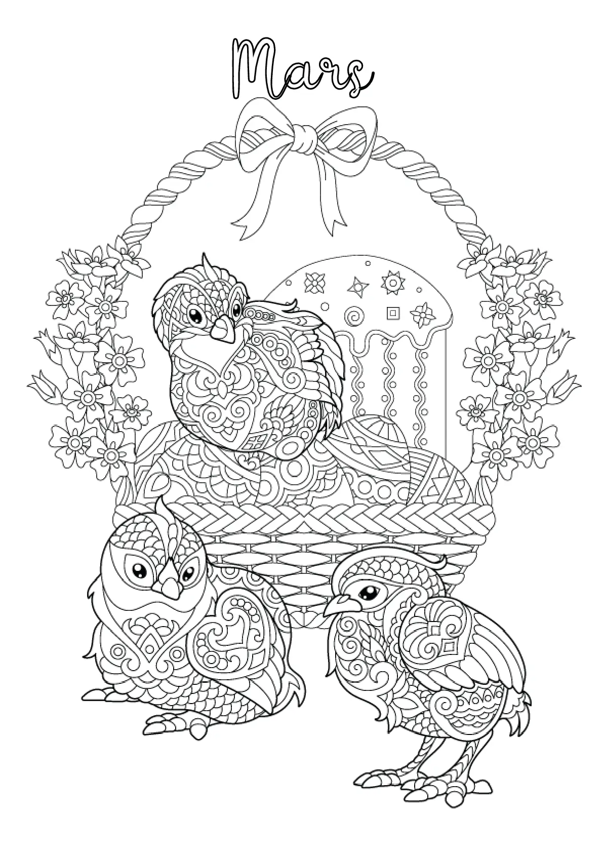 Coloriage Mars Oiseau Mandala Adulte - Mars à imprimer