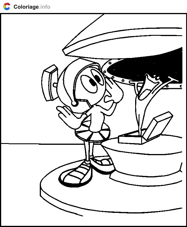 Coloriage Marvin dans sa soucoupe volante - Marvin le Martien à imprimer