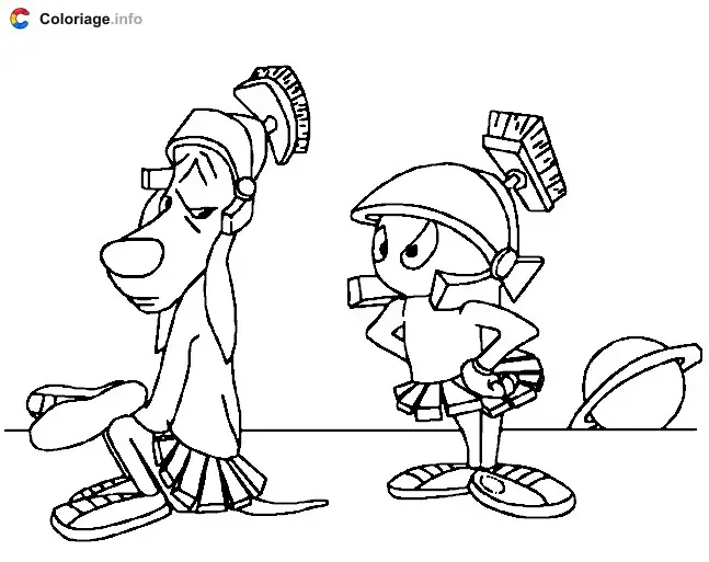 Coloriage Marvin et son chien - Marvin le Martien à imprimer